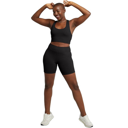 Hanes Women's Originals Bralette, Pullover Cotton Longline Bra with Moderate Support Sports, Opaque, Black, XL