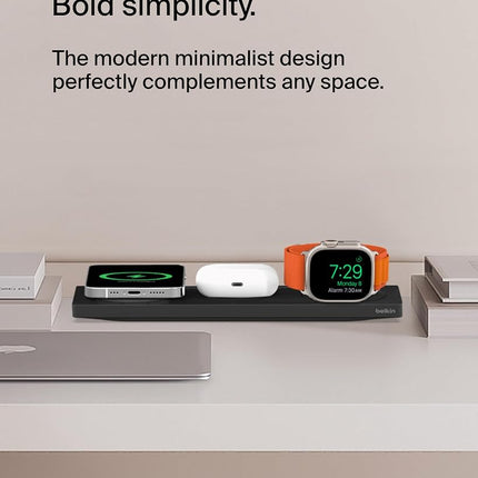 Belkin Qi2 15W Wireless Charging Station, 3 in 1 iPhone Charger