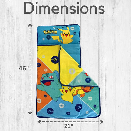 Franco Pokemon Anime Pikachu Tapis de sieste doux pour tout-petit avec oreiller et couverture, parfait pour la maternelle/la garderie/les voyages/le sac de couchage, 21" x 45" (Produit officiel Pokémon) par