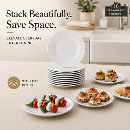 10 Strawberry Street Catering Set Bread & Butter Plates 6.75x6.75x5.25 White