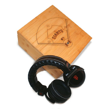 San Francisco Giants LTD. Headphones, w/High-Fidelity Drivers, in-Line Microphone, Detachable Cable, Compact Folding Design & Bamboo Box by BiGR Audio