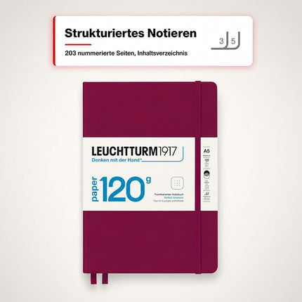 120g Edition Notebook (A5), 203 pages, Dotted, Port Red