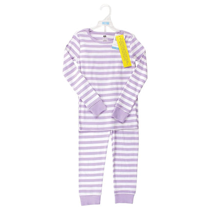 Ensemble de pyjama en coton pour bébés filles Hudson Baby, rayures lilas, 7 ans