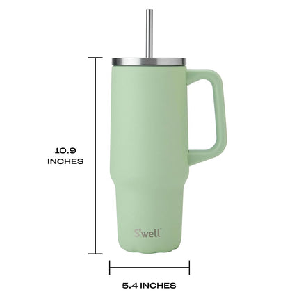 S'well - Recycled Stainless Steel Tumbler XL with Straw and Handle, Triple Layered Vacuum Insulated Containers Keeps Drinks Cold for 50 Hours and Hot for 10 (30 oz, Pistachio)