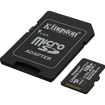 Kingston Canvas Select Plus microSD Memory Card 128GB microSDXC Gen3 150MB/s A1 Card + Adapter - SDCS3/128GB