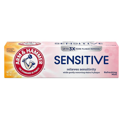 ARM & HAMMER Dentifrice au fluorure blanchissant pour dents sensibles avec Orajel, menthe givrée 127,57 g (Paquet de 4)