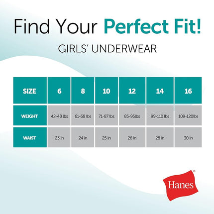 Hanes Bikini Underwear, Stretch Cotton Panties for Girls, Assorted, 12-Pack, Purple, Blue, Pink, Floral Print, Stripe Print, Dot Print, 6