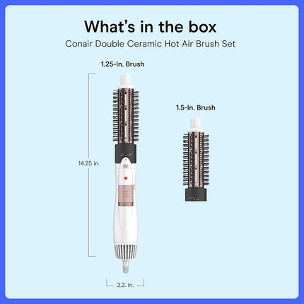 Conair 2-in-1 Double Ceramic Lightweight Hot Air Brush, Smooth Results for All Hair Types, More Shine and Less Frizz, Hair Styler