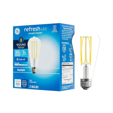 GE Refresh HD Daylight 60W ST19 Bulbs (2 Pack)