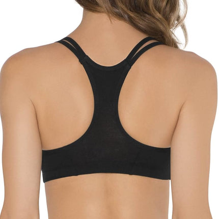 Fruit of the Loom Women's 3 Pack Spaghetti Sports Bra, Blushing Rose with Black/Charcoal/Black, 32