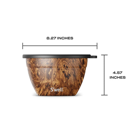 S'well Teakwood Salad Bowl Kit, Brown, 1.9 Litre