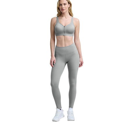 Champion Women's Sports Bra, Motion Control Zip High-impact Sports Bra, Wirefree Bra for Women, Oxford Grey Heather, 42D