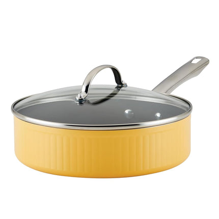Sartén antiadherente Farberware Style con tapa, apta para lavavajillas, 2.8 litros - Amarillo