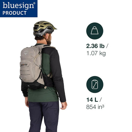 Mochila de ciclismo de montaña para hombre Osprey Raptor 14L con depósito de hidratación, Tundra Green, Talla única, 14l