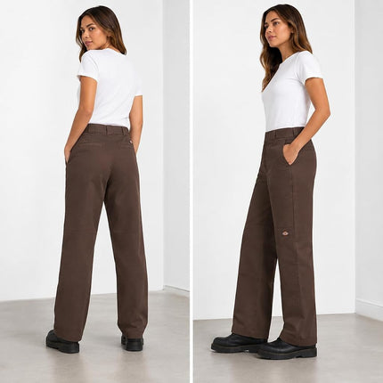 Dickies Womens Loose Fit Double Knee Work Pant (Fp283), Mushroom, 28 Long