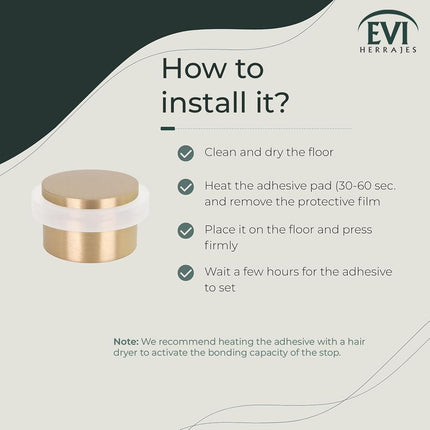 EVI Herrajes | Adhesive Golden Door Stop | White Rubber | No Screws |