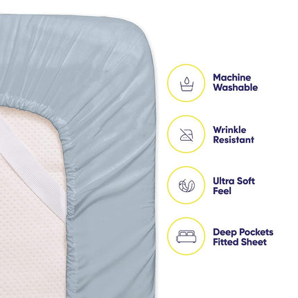 Twin Size Bed Sheets - 4 Piece 1500 Supreme Collection Fine Brushed Microfiber Deep Pocket Twin Sheet Set Bedding - 1 EXTRA PILLOW CASES, GREAT VALUE, Twin, Misty Blue