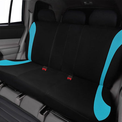 Flying Banner Car Seat Covers Front Seats and Rear Bench Mesh Fabric Rear Bench Split Polyester Cover Easy Installation SUV CAR Woman Lady Femal (Full Set, Black Mint Blue)…