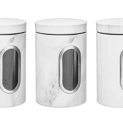 W Home FoodCanister-1 Food Canister, 47.16 fl oz, Marble, Food Storage Container for Food Storage