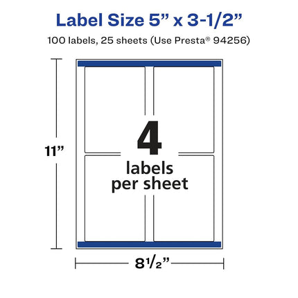 Etiquetas Avery Rectangulares Brillantes Transparentes con Sure Feed, 5" x 3.5", 100 Etiquetas Brillantes Transparentes, Etiquetas Imprimibles con Láser/Inyección de Tinta