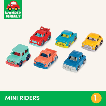 Battat Wonder Wheels Mini Toy Cars, Mini Riders 6-Car Play Set