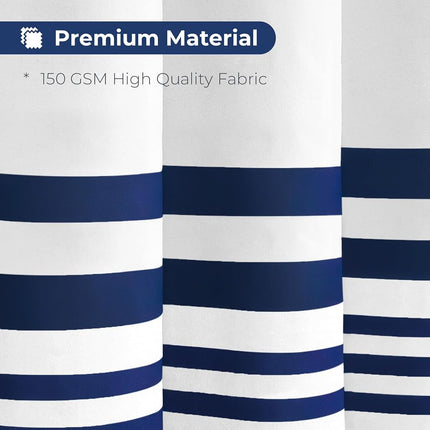 Seasonwood Blue Shower Curtain with Tassel for Bathroom Decor,Blue Striped Shower Curtain,Chic Polyester Bath Curtain 72 x 72