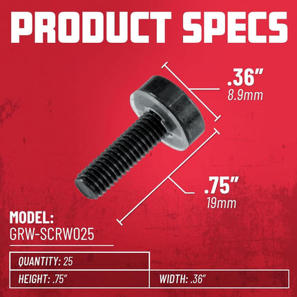 Gator Rackworks Standard Size Rack Screws; 25 Pack (GRW-SCRW025), Black