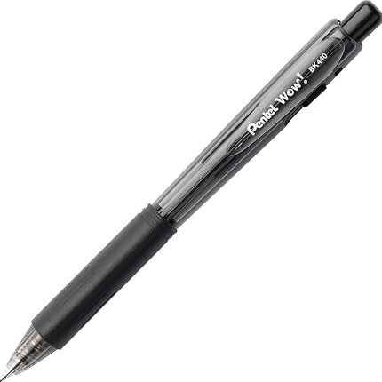 Pentel WOW! Retractable Ballpoint Pens, Medium Line, Black Ink, 18-Pack (BK440BP18A)