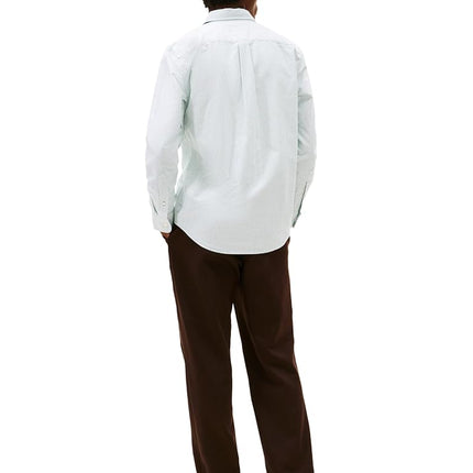 Tommy Hilfiger Men's Heritage Oxford Stripe Regular Long Sleeve Shirts, Nouveau Green/White X-Large