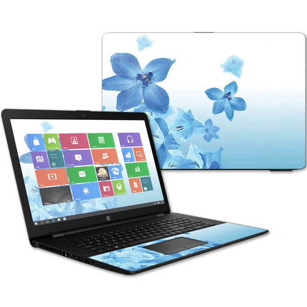 MightySkins Skin Compatible with HP 17t Laptop 17.3" (2017) - Blue Flowers | Protective, Durable, and Unique Vinyl Decal wrap Cover | Easy to Apply, Remove, and Change Styles | Made in The USA