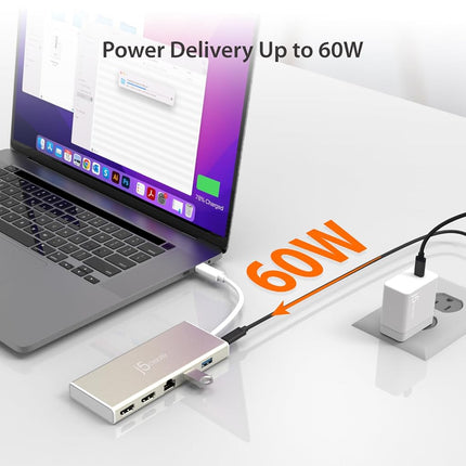 j5create USB-C Mini Dock-Type C Hub with 2X HDMI, 2X USB 3.0, Ethernet