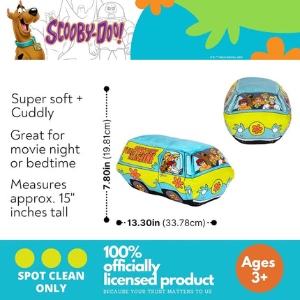 Scooby Doo Mystery Machine Van Decorative Pillow, 13.3 in x 7.8 in, Super Soft Plush, (Officially Licensed Product) by Franco Collectibles