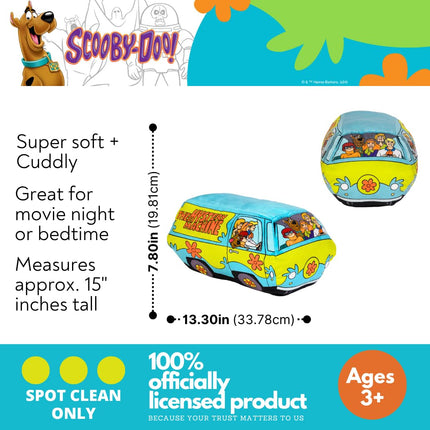 Scooby Doo Mystery Machine Van Decorative Pillow, 13.3 in x 7.8 in, Super Soft Plush, (Officially Licensed Product) by Franco Collectibles