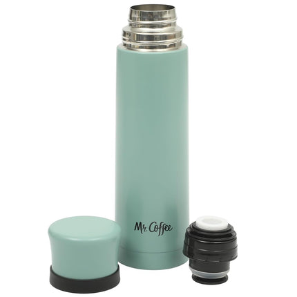 Mr. Coffee Silverleaf 23 oz Stainless Steel Thermal Bottle – Double Wall Vacuum Insulated Travel Mug with Leak-Proof Lid, Teal – Hot & Cold Beverage Flask for Work, Commute, or Camping