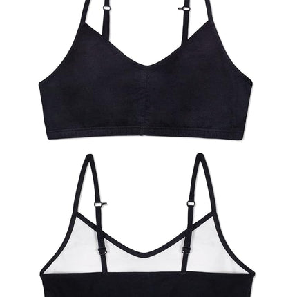 Fruit of the Loom Girls' Bra with Removable Cookies, 2-Pack, Light Nude/Black Hue, 36