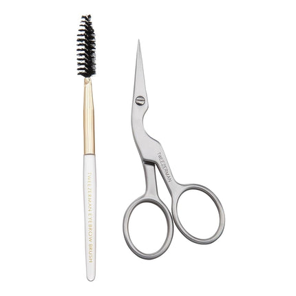 Tweezerman Stainless Brow Shaping Scissors and Bru