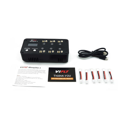 VIFLY WhoopStor 3 Black Color LiPo Battery Storage Charger and Discharger with LCD Display Tiny Whoop Charger with PH2.0 and BT2.0 Connectors