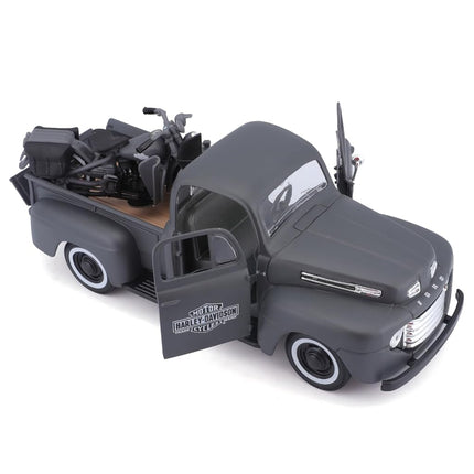 Maisto 32185 1:24 Scale Ford F-1 Pickup 48 Plus WLA Flathead 42 Model Car (Green)