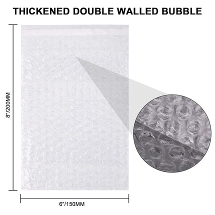 50Pack Self-Seal Bubble Out Pouches 6 x 8 Inch, Double Walled Cushioning Bags for Shipping, Packing, Moving - Small Protective Wrap