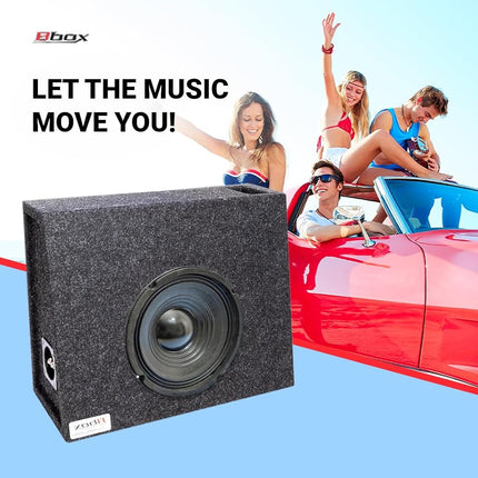 Atrend 8" Single Universal Truck Style Vented Subwoofer Enclosure - Mitered & Dado End Panels - Premium Carpeted Finish, Silver Spring-Loaded Terminal & 5/8" MDF Construction- Upgrade Your Audio Setup