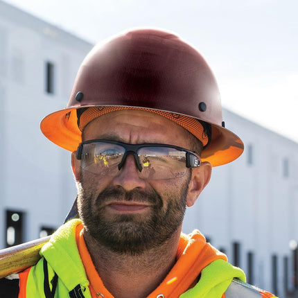 Klein Tools 60452 Hard Hat, Full Brim, Class G KONSTRUCT Series Hard Hat, Sweat-Wicking Sweatband, Top Pad, Brown