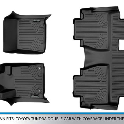 Alfombrillas a medida SMARTLINER Juego de 2 alfombrillas negras para Toyota Tundra Double Cab 2014-2020 (con cobertura bajo el asiento de la 2ª fila)