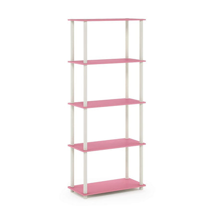 Furinno TURN-N-TUBE 5-Tier Tool-Free Corner Shelf, Pink