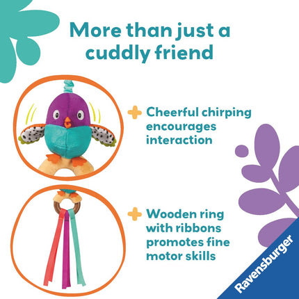 Ravensburger Play+ Shake & Chirp - Bird | Interactive Sound Toy | Engages Auditory & Tactile Exploration | Clip-On Design