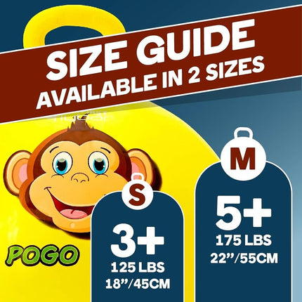 Flybar Hopper Ball for Kids, Inflatable Bouncy Ride-On Ball w/Handle for Indoor & Outdoor Active Play, Includes Pump, Jump Toy for Boys & Girls, Supports Up to 185 lbs, Ages 6+, 22-Inch, Medium
