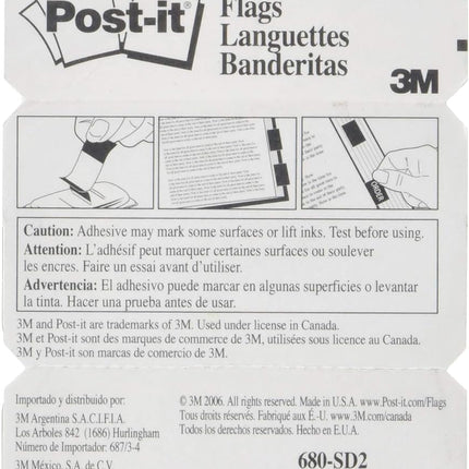 Post-it 680SD2 Banderita Mensaje Firma y Fecha, 1"x1-3/4", 100/PAQ, Verde - Paquete de 2