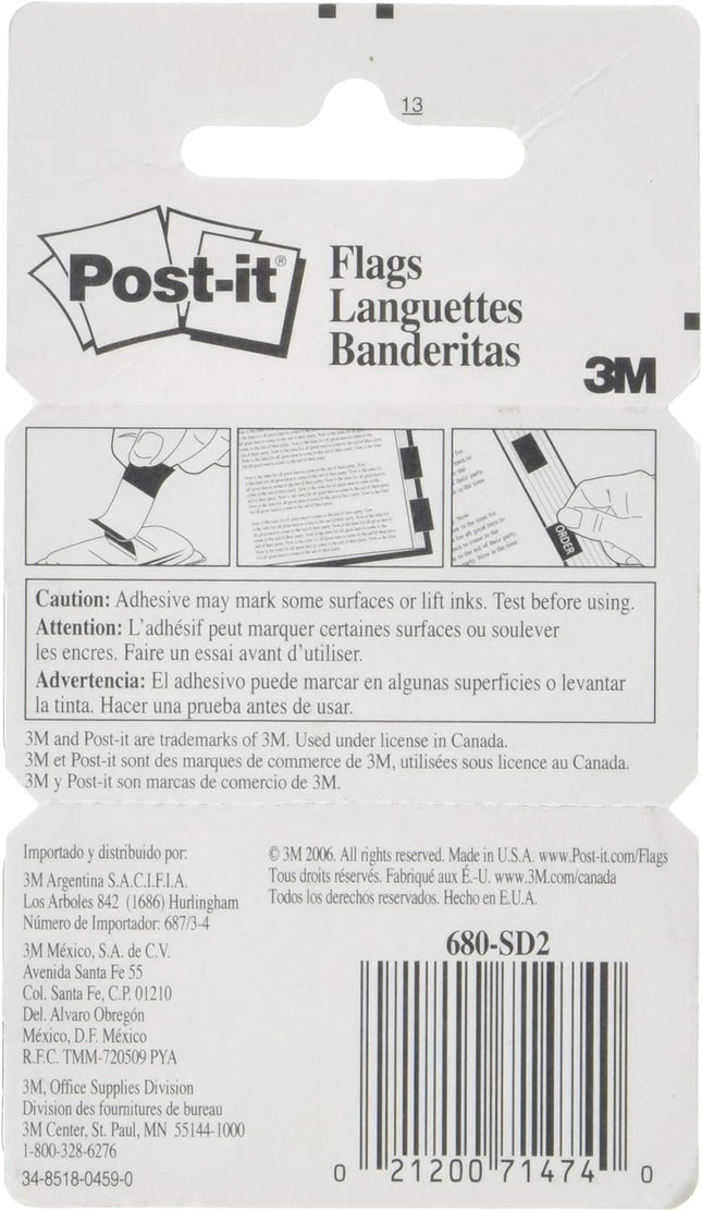 Post-it 680SD2 Sign and Date Message Flag, 1"x1-3/4", 100/PK, Green- Pack of 2