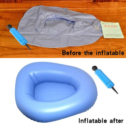 KIKIGOAL Bigger Washable Portable Air Inflation Blue Bed Pan Bedridden Elderly Inflatable Stool Bedsore Toilet