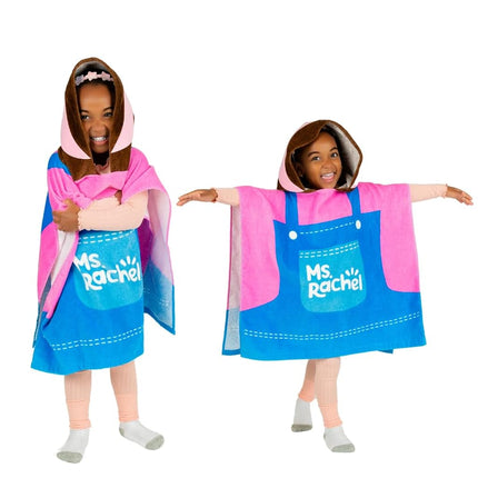 Franco Ms. Rachel Kids Beach/Pool/Bath/Camping Hooded Towel Poncho 24" X 22", Absorbent Cotton Cover up, (Officially Licensed Product)