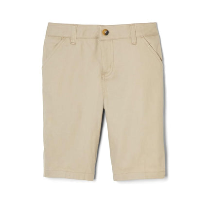 French Toast Women's Adjustable Waist Stretch Twill Bermuda Short, Khaki Beige, 8